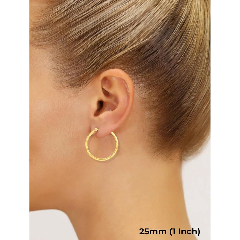 Amazon.com: 14k Yellow Gold Hoop Earrings with Spiral Ridges